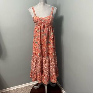 BAND OF THE FREE boho summer floral print tiered sundress size XS lightweight